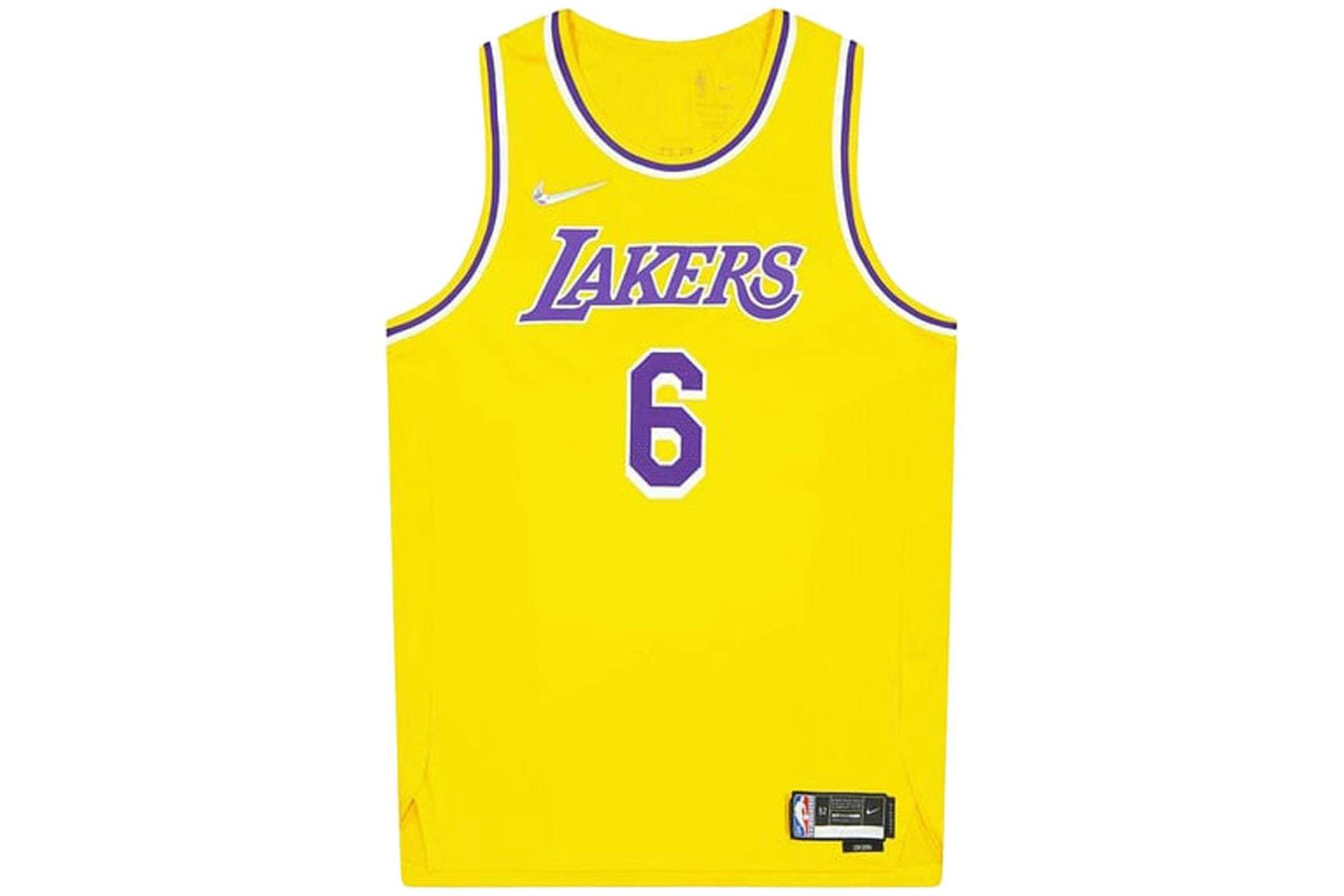 Nike NBA Los Angeles Lakers 75th Anniversary Lebron James 6 Authentic Jersey