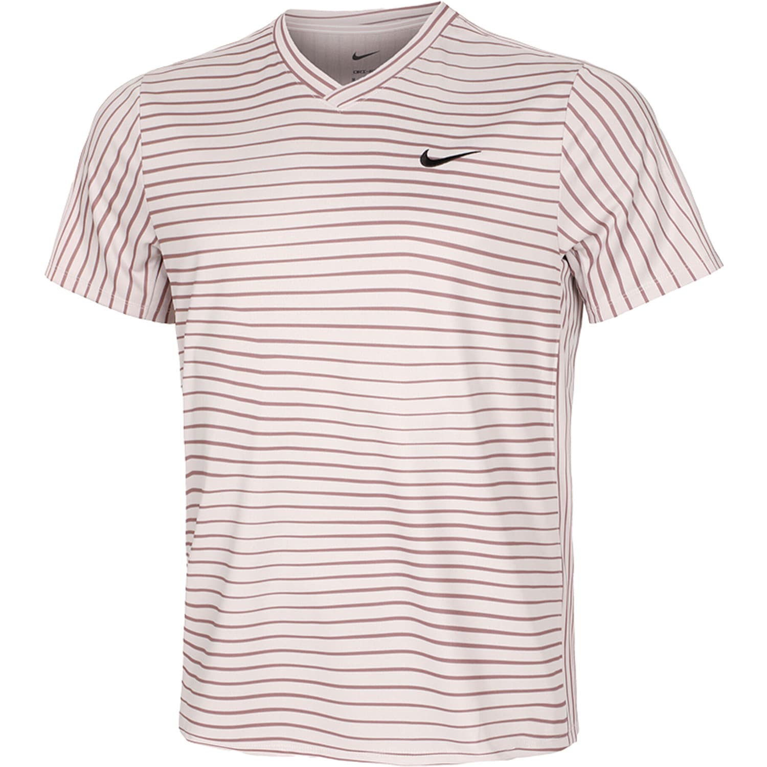 Nike Tenis Camiseta de Cuello Pico a Rayas de Tejido Dri Fit