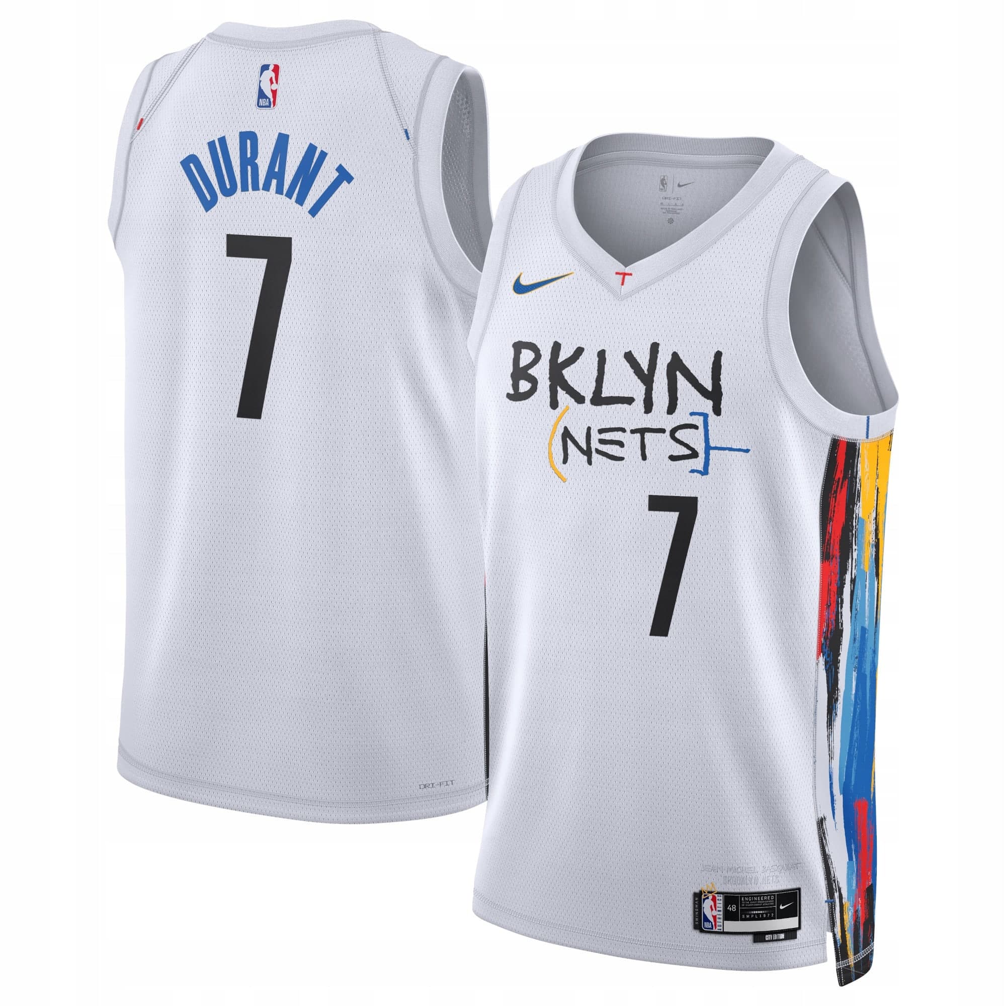 Nike NBA x Jean Michel Basquiat Brooklyn Nets Kevin Durant 7 City Edition Swingman Jersey Para Niños