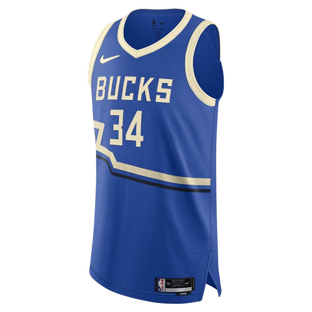 Nike NBA Milwaukee Bucks Giannis Antetokoumnpo 34 Dri Fit ADV City Edition Authentic Jersey Largo +2