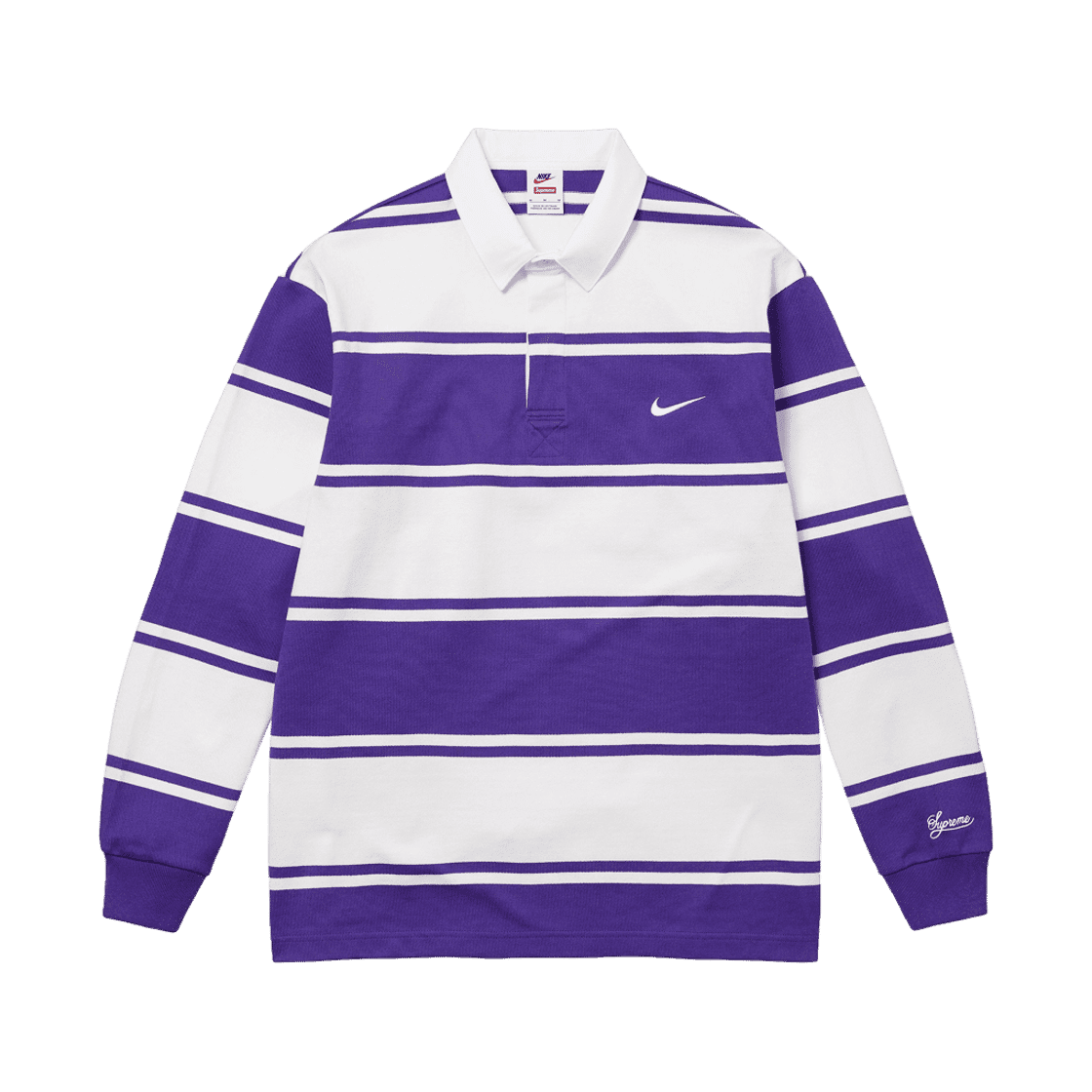 Nike x Supreme Stripe Rugby Polo con Logo Bordado