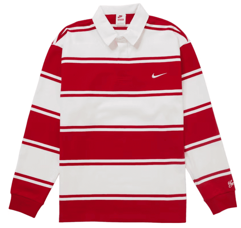 Nike x Supreme Stripe Rugby Polo con Logo Bordado